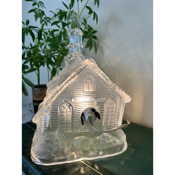 Rare Tall Vintage 1992 Glass Light Up Church Christmas / Holiday / Country Home - Picture 8 of 14